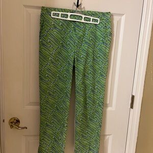 Lilly Pulitzer Cropped Green Equestrian Inspired Pants Slacks Size 4 Like New!